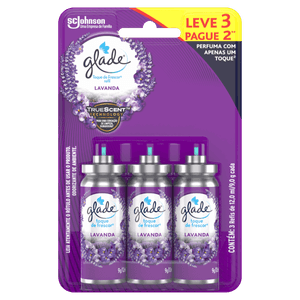 Odorizador de Ambiente Lavanda Glade Toque de Frescor Blister 12ml Cada Refil Leve 3 Pague 2 Unidades