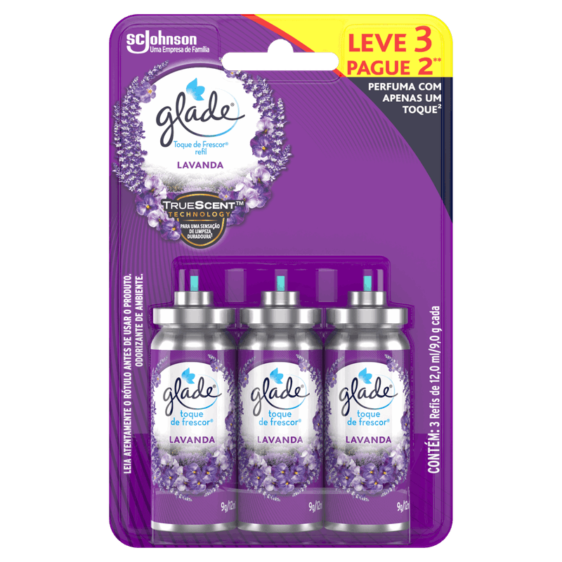 Odorizador-de-Ambiente-Lavanda-Glade-Toque-de-Frescor-Blister-12ml-Cada-Refil-Leve-3-Pague-2-Unidades