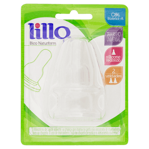 Bico para Mamadeira Redondo Naturform Silicone Lillo Tamanho Universal Blister 2 Unidades