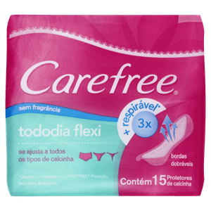 Protetor Diário sem Abas Carefree TodoDia Flexi Pacote 15 Unidades