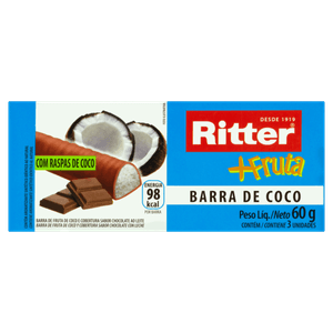 Pack Barra de Frutas Coco Ritter Pacote 60g 3 Unidades