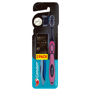 Escova Dental Macia Condor Saúde Total Black Cabeça G 2 Unidades