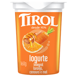 Iogurte Integral Laranja, Cenoura e Mel Tirol Copo 160g