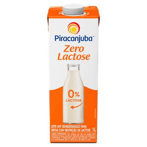 Leite UHT Semidesnatado Zero Lactose Piracanjuba Caixa com Tampa 1l