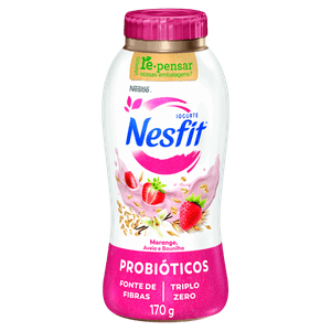 Iogurte Desnatado Morango, Aveia e Baunilha Zero Lactose Nesfit Frasco 170g