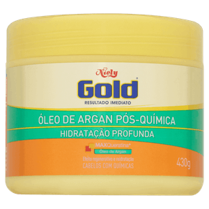 Máscara Concentrada Niely Gold Óleo de Argan Pós-Química Pote 430g