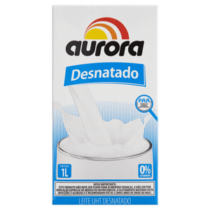 Leite UHT Desnatado Aurora Caixa com Tampa 1l