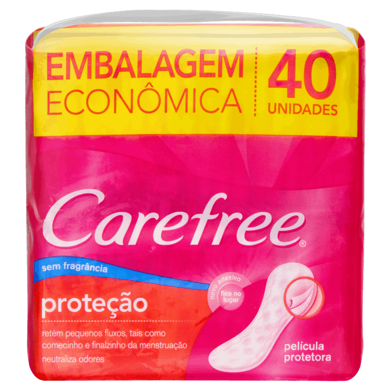 Protetor-Diario-sem-Abas-sem-Fragrancia-Carefree-Pacote-40-Unidades-Embalagem-Economica