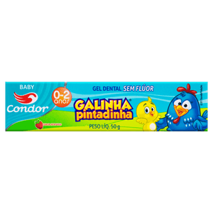 Gel Dental sem Flúor Morango Galinha Pintadinha Condor Baby Caixa 50g