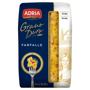 Macarrão de Sêmola Grano Duro Farfalle Adria Pacote 500g