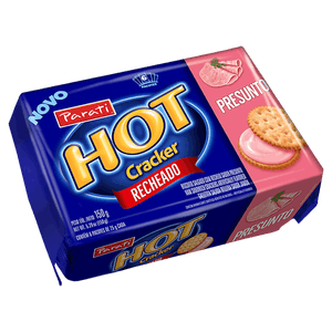 Pack Biscoito Recheio Presunto Hot Cracker Pacote 150g 6 Unidades