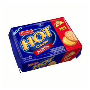 Pack Biscoito Recheio Pizza Hot Cracker Pacote 150g 6 Unidades