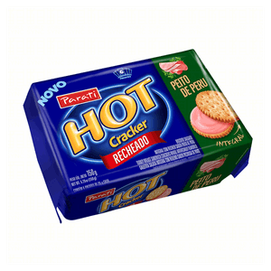 Pack Biscoito Integral Recheio Peito de Peru Hot Cracker Pacote 150g 6 Unidades