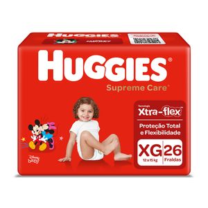 Fralda Descartável Infantil Huggies Supreme Care XG Pacote 26 Unidades