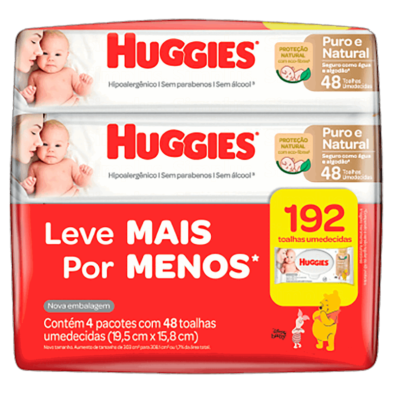 Pack-Toalha-Umedecida-sem-Perfume-Disney-Baby-Huggies-Puro-e-Natural-Pacote-4-Unidades-Leve-Mais-Pague-Menos