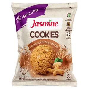 Biscoito Cookie Integral Castanha-do-Pará e Caju sem Glúten Jasmine Pacote 120g