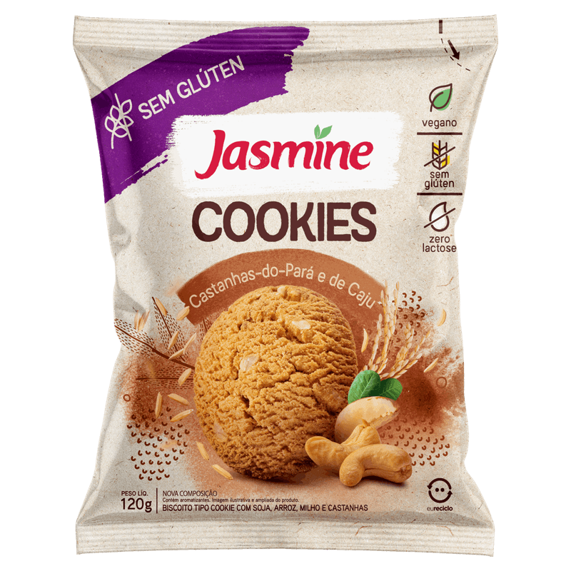 Biscoito-Cookie-Integral-Castanha-do-Para-e-Caju-sem-Gluten-Jasmine-Pacote-120g