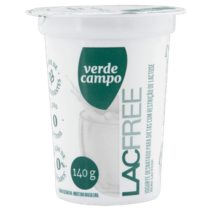 Iogurte Desnatado Tradicional Zero Lactose Verde Campo Lacfree Copo 140g