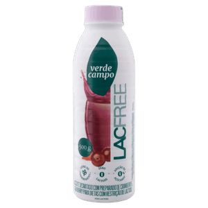 Iogurte Desnatado Cranberry e Goji Berry Zero Lactose Verde Campo Lacfree Garrafa 500g