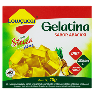 Gelatina Pó com Stevia Abacaxi Zero Açúcar Lowçucar Plus Caixa 10g