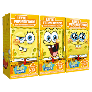 Pack Leite Fermentado Desnatado Laranja Bob Esponja Elegê Caixa 3 Unidades 160g Cada