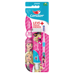 Kit-Escova-Macia---Gel-Dental-com-Fluor-Morango-Kids---50g-Barbie-Condor-Junior-Leve-Mais-Pague-Menos