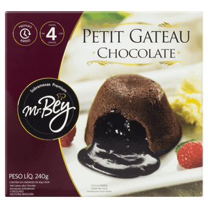 Petit Gâteau Congelado Chocolate Mr. Bey Sobremesas Premium Caixa 240g 4 Unidades