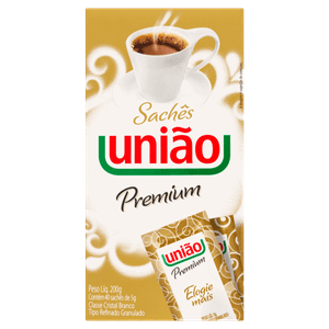 Pack Açúcar Refinado Granulado União Premium Caixa 200g 40 Unidades