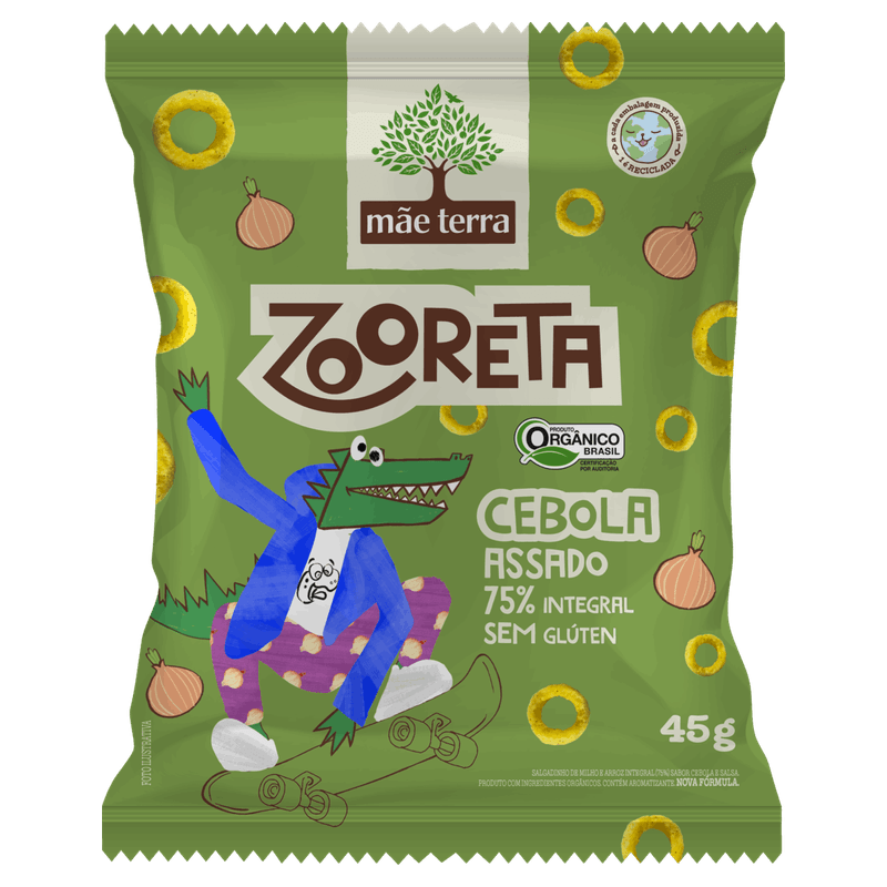 Salgadinho-de-Milho-e-Arroz-Integral-Organico-Cebola-Mae-Terra-Zooreta-Pacote-45g