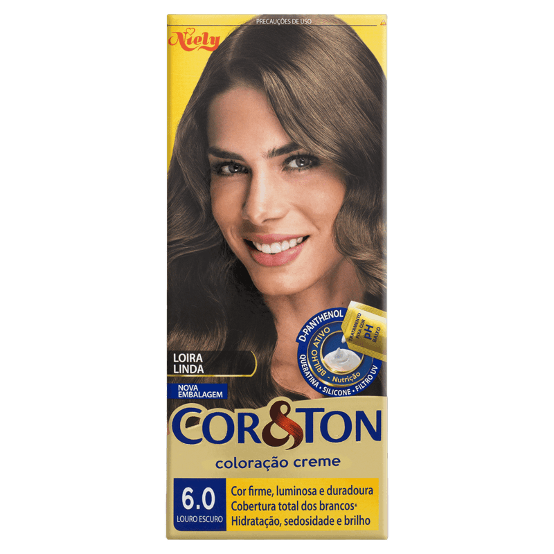 Kit Coloração Creme 6 0 Louro Escuro Niely Cor&Ton