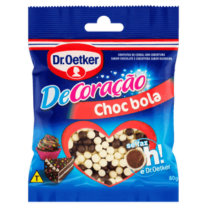 Confeito Choc Bola Cobertura Chocolate e Baunilha Dr. Oetker DeCoração Pacote 80g