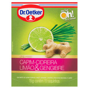 Chá Capim-Cidreira, Limão & Gengibre Dr. Oetker Caixa 15g 15 Unidades