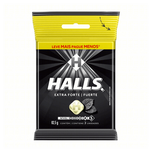 Bala Mentol Extra Forte Halls Pacote 82,5g 3 Unidades Leve Mais Pague Menos