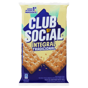 Pack Biscoito Integral Tradicional Club Social Pacote 144g 6 Unidades