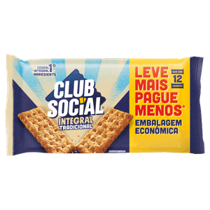 Pack Biscoito Integral Tradicional Club Social Pacote 288g 12 Unidades Embalagem Econômica Leve Mais Pague Menos