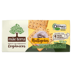 Biscoito Cracker Integral Orgânico Multigrãos Mãe Terra Pacote 130g