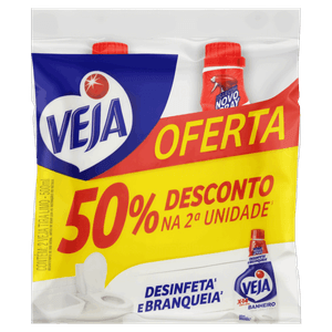 Pack Desinfetante Banheiro Tira-Limo Veja X-14 Frasco 2 Unidades 500ml Cada Grátis 50% de Desconto na 2ª Unidade Refil