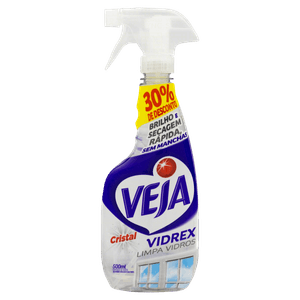 Limpa-Vidro Líquido Cristal Veja Vidrex Frasco 500ml Borrifador Grátis 30% de Desconto