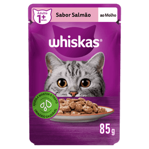 Alimento para Gatos Adultos 1+ Salmão ao Molho Whiskas Sachê 85g