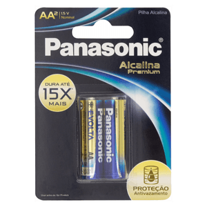 Pilha Alcalina AA Panasonic Premium 2 Unidades 1,5V