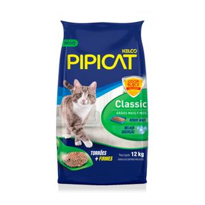 Areia Sanitária para Gatos Classic Pipicat Pacote 12kg