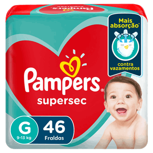 Fralda Descartável Infantil Pampers Supersec G Pacote 46 Unidades