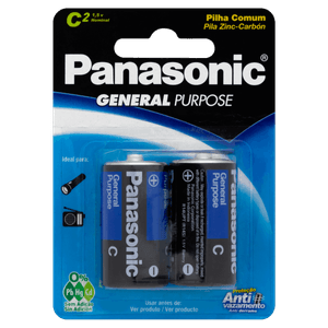 Pilha Comum C Panasonic General Purpose Média 2 Unidades 1,5V