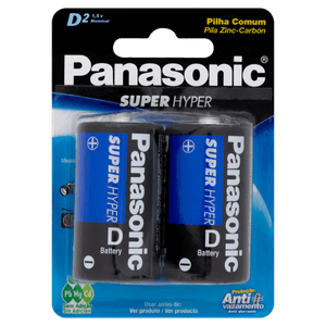 Pilha Comum D Panasonic Super Hyper Grande 2 Unidades 1,5V