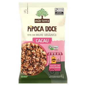 Pipoca Pronta Doce Orgânica Cacau Mãe Terra Nupoca Pacote 45g