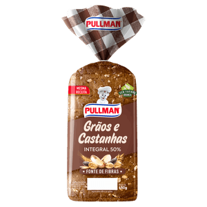 Pão Integral Grãos & Castanhas Pullman Pacote 450g