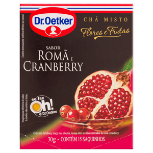 Chá Romã e Cranberry Dr. Oetker Flores e Frutas Caixa 30g 15 Unidades