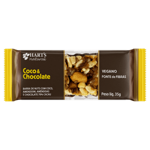 Barra de Nuts Coco & Chocolate Hart´s Natural Pacote 35g