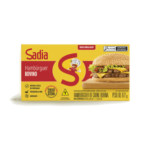 Hambúrguer de Carne Bovina Tradicional Sadia Caixa 672g 12 Unidades