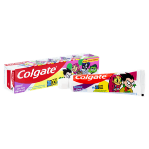 Gel Dental Infantil com Flúor Morango Teen Titans Go! Colgate Caixa 60g